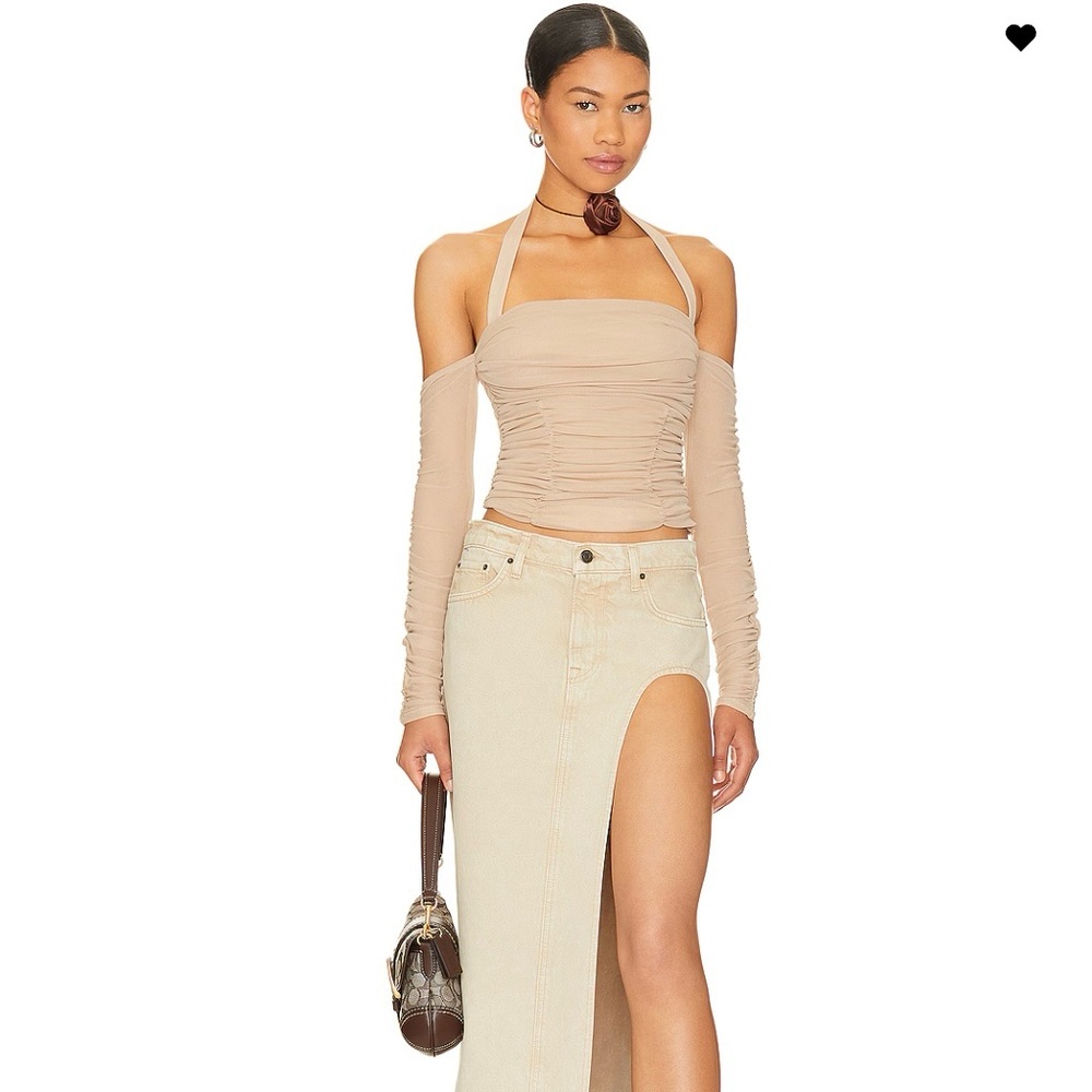 Lovers and Friends Lyla Beige Off-Shoulder Women's Top Size XS